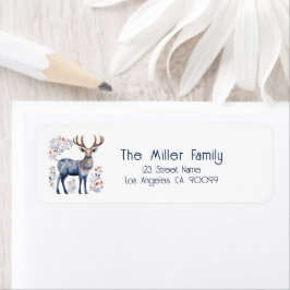 Scandinavian Folk Reindeer Personalized Text Etiket