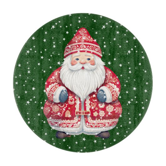 Scandinavian Folk Santa Claus Round Snijplank (Voorkant)