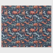 Scandinavian Folk Woodland Animals Wrapping Paper Cadeaupapier (Vlak)