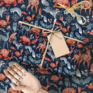 Scandinavian Folk Woodland Animals Wrapping Paper Cadeaupapier