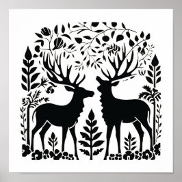 Scandinavian Folk Woodland Art Poster