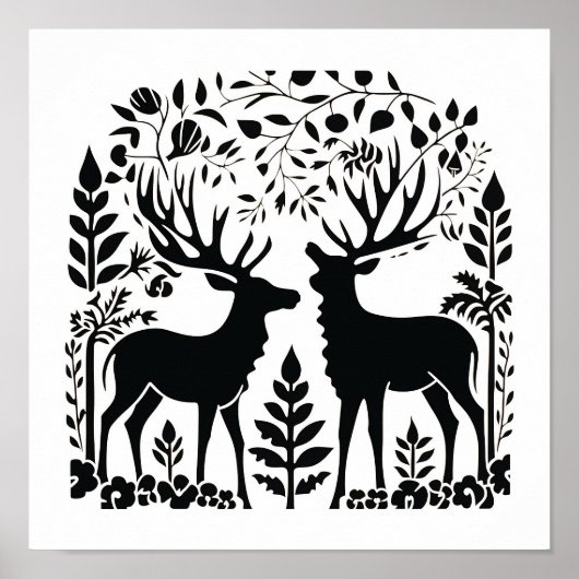 Scandinavian Folk Woodland Art Poster (Voorkant)