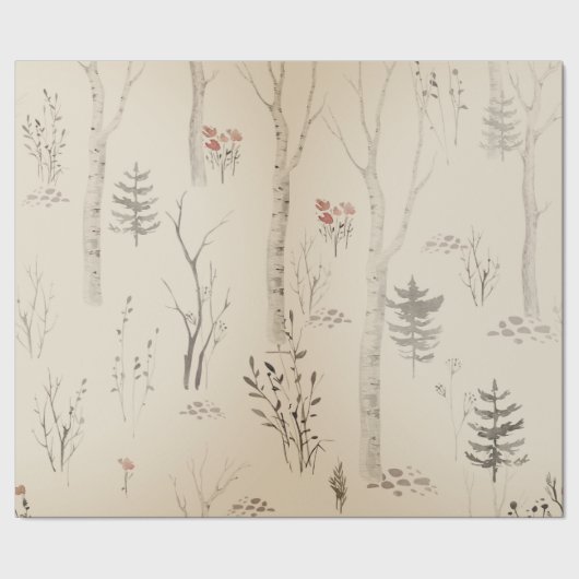 SCANDINAVIAN FOREST PATTERN CHRISTMAS GIFT WRAP CADEAUPAPIER (Zoom)