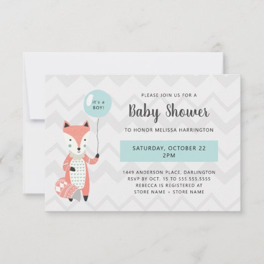 Scandinavian Fox boy baby shower (Voorkant)