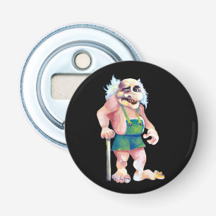 Scandinavian Funny look Ogre Troll Button Flesopener