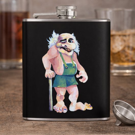 Scandinavian Funny look Ogre Troll Heupfles