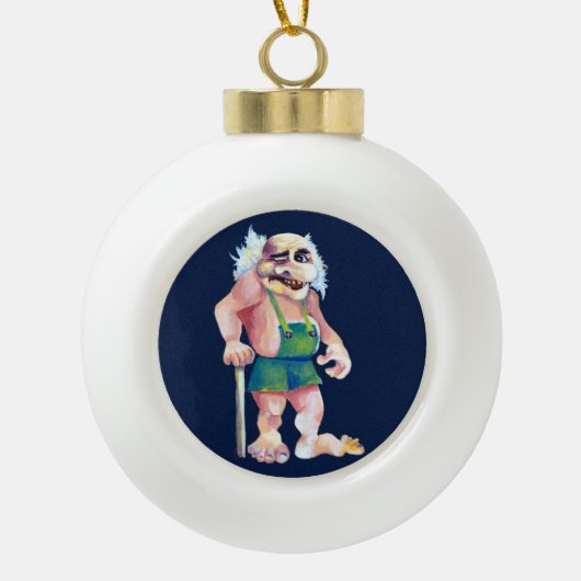 Scandinavian Funny look Ogre Troll Keramische Bal Ornament (Voorkant)