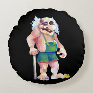 Scandinavian Funny look Ogre Troll Rond Kussen