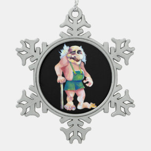 Scandinavian Funny look Ogre Troll Tin Sneeuwvlok Ornament