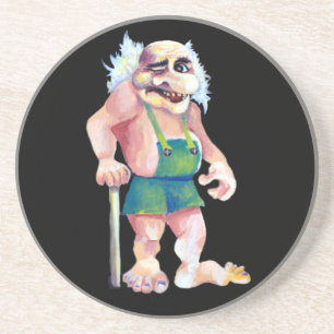 Scandinavian Funny look Ogre Troll Zandsteen Onderzetter
