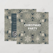 Scandinavian Geometric Christmas Party Invitation Kaart (Voorkant / Achterkant)