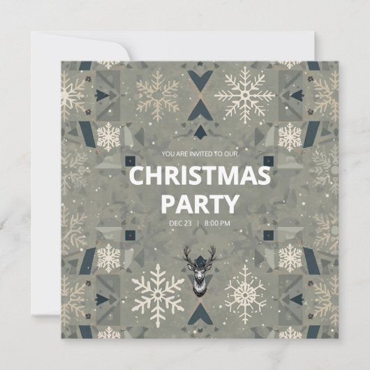 Scandinavian Geometric Christmas Party Invitation Kaart (Voorkant)
