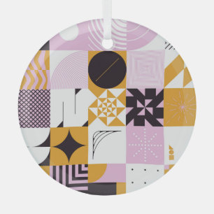 Scandinavian Geometric: Hand-getrokken kunstwerk. Glas Ornament
