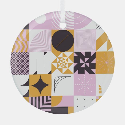 Scandinavian Geometric: Hand-getrokken kunstwerk. Glas Ornament (Voorkant)