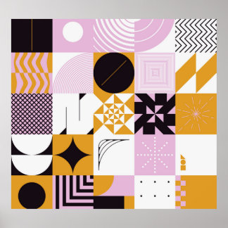 Scandinavian Geometric: Hand-getrokken kunstwerk. Poster