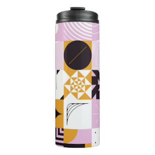 Scandinavian Geometric: Hand-getrokken kunstwerk. Thermosbeker