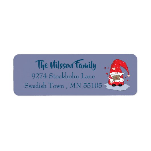 Scandinavian Gnome Blue Grey Return Address Labels (Voorkant)