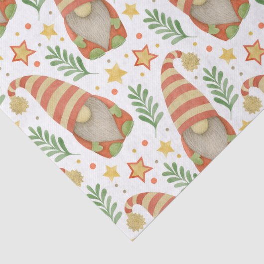Scandinavian Gnome Kerstmis Tissuepapier (Detail)