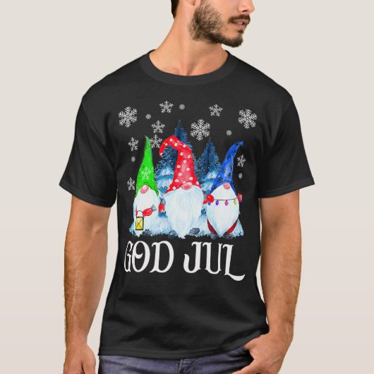 Scandinavian Gnomes God Jul Tomte Swedish Christma T-shirt (Voorkant)