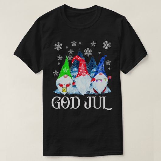 Scandinavian Gnomes God Jul Tomte Swedish Christma T-shirt (Design voorkant)