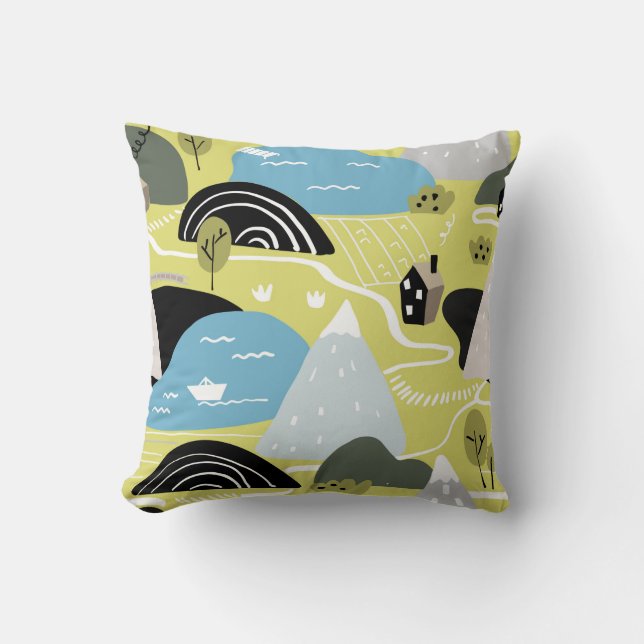 Scandinavian graphic illustration seamless pattern kussen (Voorkant)
