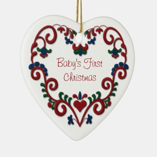 Scandinavian Heart Babys eerste kerstkerstdag Keramisch Ornament (Rechts)