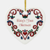 Scandinavian Heart Babys eerste kerstkerstdag Keramisch Ornament (Voorkant)
