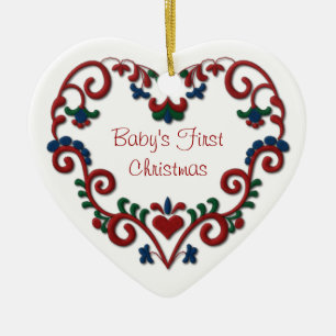 Scandinavian Heart Babys eerste kerstkerstdag Keramisch Ornament