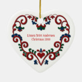 Scandinavian Heart Babys eerste kerstkerstdag Keramisch Ornament (Achterkant)
