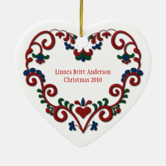 Scandinavian Heart Babys eerste kerstkerstdag Keramisch Ornament (Achterkant)