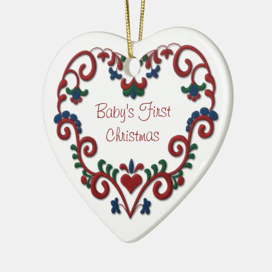 Scandinavian Heart Babys eerste kerstkerstdag Keramisch Ornament (Links)