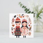 Scandinavian Heart Valentijns Feestdagenkaart (Staand voorkant)