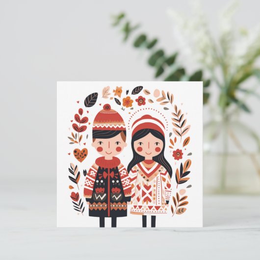 Scandinavian Heart Valentijns Feestdagenkaart (Staand voorkant)