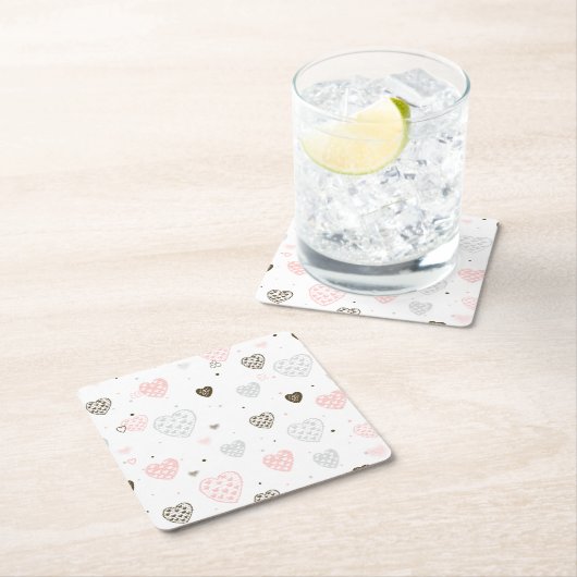 Scandinavian Hearts Pattern Kartonnen Onderzetters (Insitu)