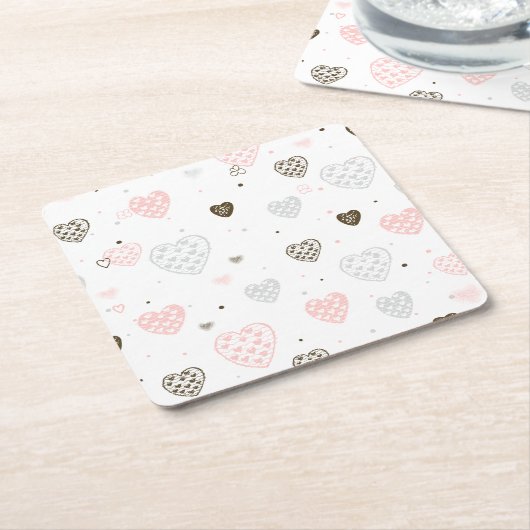 Scandinavian Hearts Pattern Kartonnen Onderzetters (Schuin)