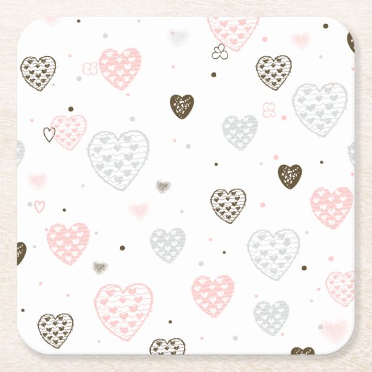 Scandinavian Hearts Pattern Kartonnen Onderzetters (Voorkant)
