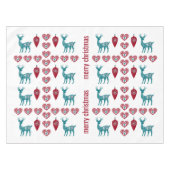 Scandinavian Hearts Reindeer Baubles Merry Xmas Tafelkleed (Voorkant (Horizontaal))