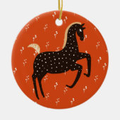 Scandinavian Horse Bird Holiday Keramisch Ornament (Voorkant)