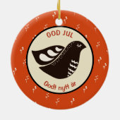 Scandinavian Horse Bird Holiday Keramisch Ornament (Achterkant)