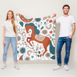 Scandinavian Horse Cute Fleece Deken