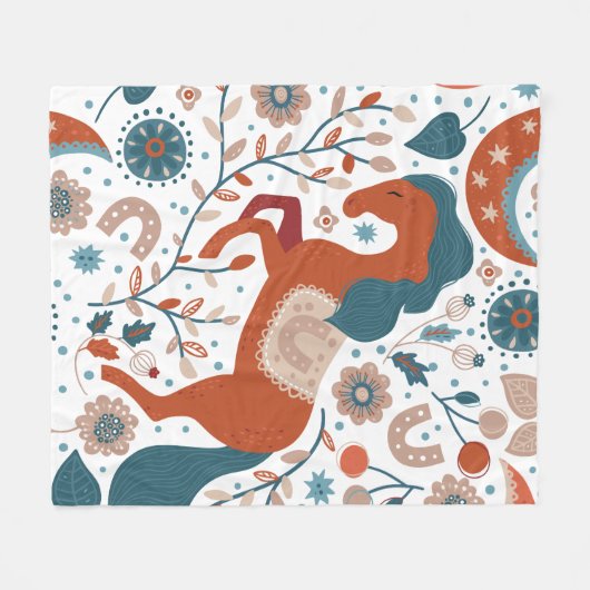 Scandinavian Horse Cute Fleece Deken (Voorkant (Horizontaal))