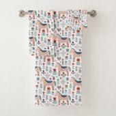 Scandinavian Horse Folk Art Pattern Bad Handdoek (Insitu)