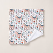Scandinavian Horse Folk Art Pattern Bad Handdoek (Wasdoekje)