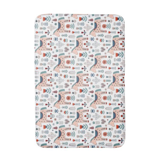 Scandinavian Horse Folk Art Pattern Badmat (Voorkant Verticaal)