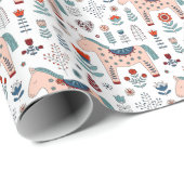 Scandinavian Horse Folk Art Pattern Cadeaupapier (Rol Hoek)