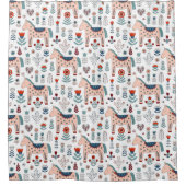 Scandinavian Horse Folk Art Pattern Douchegordijn (Voorkant)