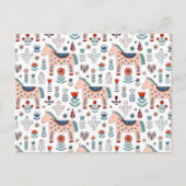 Scandinavian Horse Folk Art Pattern Feestdagenkaart (Voorkant)