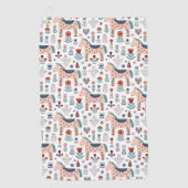 Scandinavian Horse Folk Art Pattern Golfhanddoek (Voorkant)