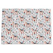 Scandinavian Horse Folk Art Pattern Groot Cadeauzakje (Voorkant)