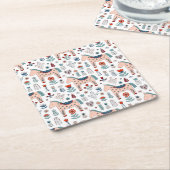 Scandinavian Horse Folk Art Pattern Kartonnen Onderzetters (Schuin)
